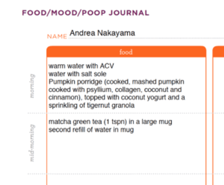 Food, Mood, Poop Journal